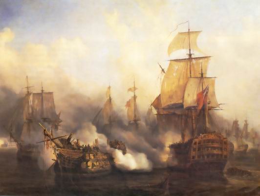 Scène de la bataille de Trafalgar. Tableau d'Auguste Mayer