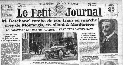 Une du Petit Journal relatant l'accident de train de Paul Deschanel près de Montargis